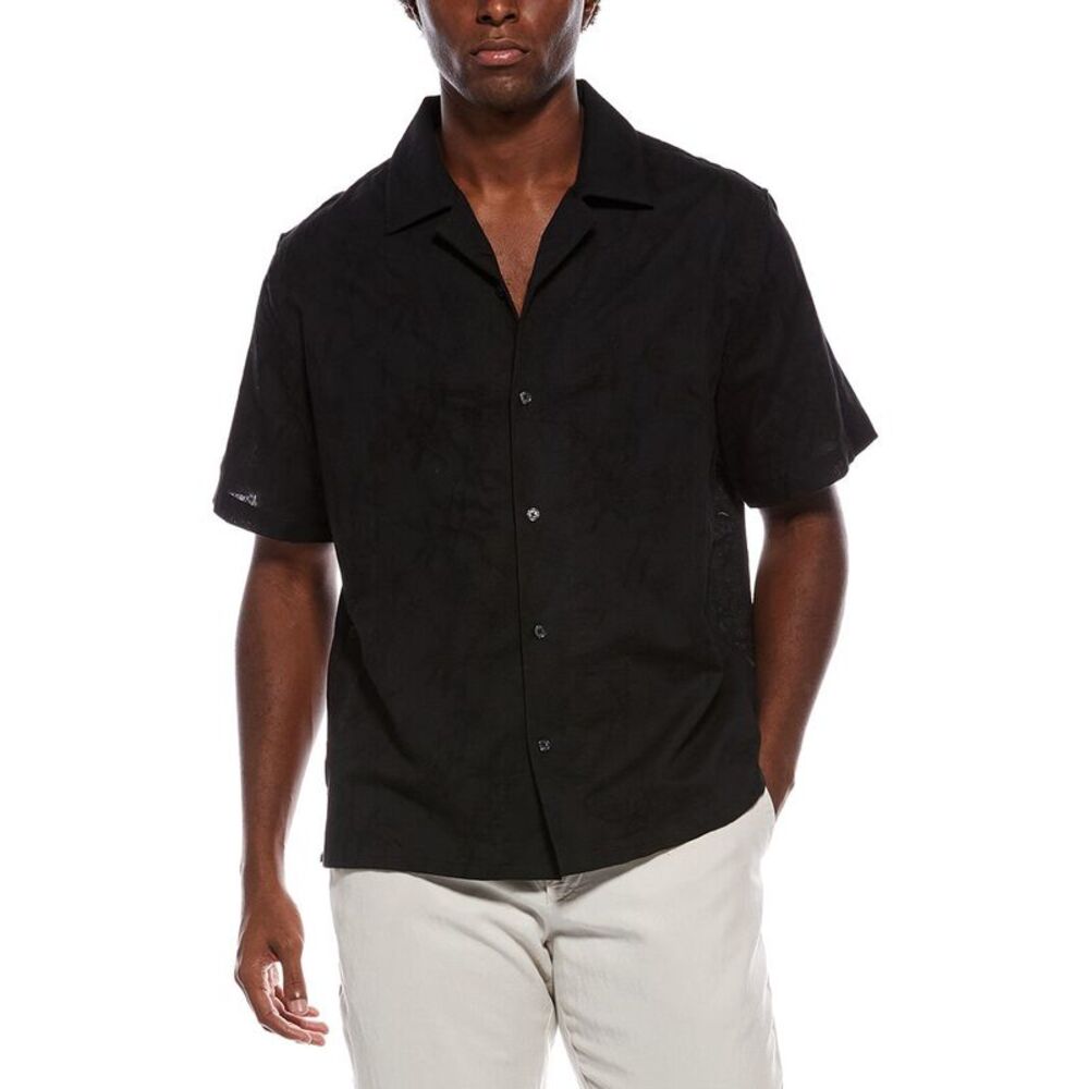 Slate & Stone Mens  Camp Collar Shirt, Black